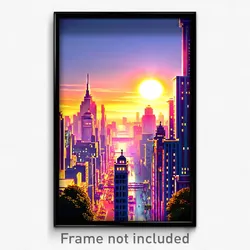 Pixel Art Poster - Admirable City (8 Bit Psychedelic Trippy Video Game Print)