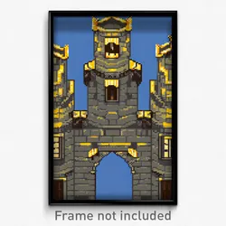 Pixel Art Poster - Unique Battlements (8 Bit Psychedelic Video Game Print)