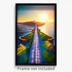 Pixel Art Poster - Dazzling Causeway (8 Bit Psychedelic Trippy Video Game Print)