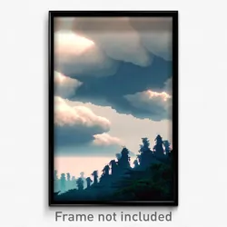 Pixel Art Poster - Smoggy Cloud Forest (8 Bit Psychedelic Video Game Print)