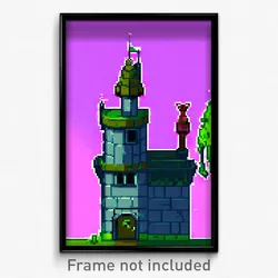 Pixel Art Poster - Silly Turret (8 Bit Psychedelic Trippy Video Game Print)