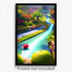 Pixel Art Poster - Fruity Waterway (8 Bit Psychedelic Trippy Video Game Print)