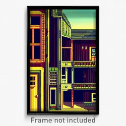 Pixel Art Poster - Acidic Shack Tenement (8 Bit Psychedelic Video Game Print)