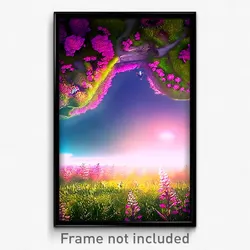 Pixel Art Poster - Frightening Meadow (8 Bit Psychedelic Video Game Print)