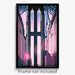 Pixel Art Poster - Webbed New York (8 Bit Psychedelic Trippy Video Game Print)