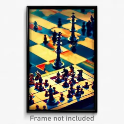Pixel Art Poster - Whopping Chess (8 Bit Psychedelic Trippy Video Game Print)