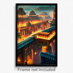 Pixel Art Poster - Ancient Exotic City (8 Bit Psychedelic Video Game Print)