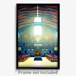 Pixel Art Poster - Lovely Middle School (8 Bit Psychedelic Video Game Print)