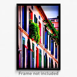 Pixel Art Poster - Leafy Italian Architecture (8 Bit Video Game Print)