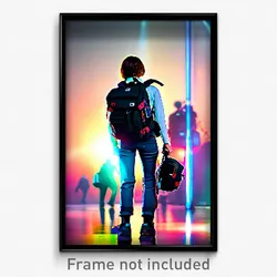 Pixel Art Poster - Long Backpack (8 Bit Psychedelic Trippy Video Game Print)