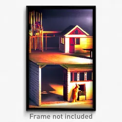 Pixel Art Poster - Wide Cathouse (8 Bit Psychedelic Trippy Video Game Print)