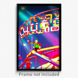 Pixel Art Poster - Flying Circus (8 Bit Psychedelic Trippy Video Game Print)