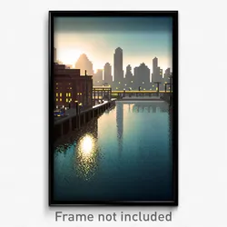Pixel Art Poster - Watery American City (8 Bit Psychedelic Video Game Print)