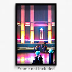 Pixel Art Poster - Large Academy (8 Bit Psychedelic Trippy Video Game Print)