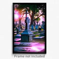 Pixel Art Poster - Lovely Cemetery (8 Bit Psychedelic Trippy Video Game Print)