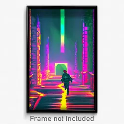 Pixel Art Poster - Glitch Art Catacombs (8 Bit Psychedelic Video Game Print)