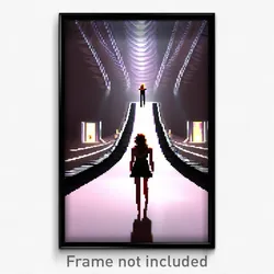Pixel Art Poster - Swirly Catwalk (8 Bit Psychedelic Trippy Video Game Print)