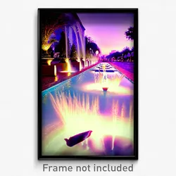Pixel Art Poster - Jaw Dropping Fountain (8 Bit Psychedelic Video Game Print)