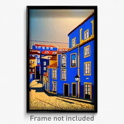 Pixel Art Poster - Blue Lisbon (8 Bit Psychedelic Trippy Weird Video Game Print)