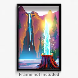 Pixel Art Poster - Glaring Geyser (8 Bit Psychedelic Trippy Video Game Print)