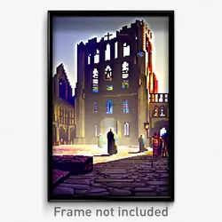 Pixel Art Poster - Remarkable Abbey (8 Bit Psychedelic Trippy Video Game Print)