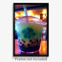 Pixel Art Poster - Cavernous Boba Tea (8 Bit Psychedelic Video Game Print)