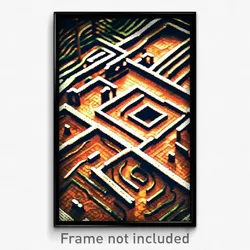 Pixel Art Poster - Antique Labyrinth (8 Bit Psychedelic Trippy Video Game Print)