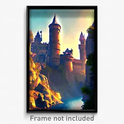 Pixel Art Poster - Majestic Keep (8 Bit Psychedelic Trippy Video Game Print)