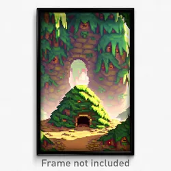 Pixel Art Poster - Mushy Burrow (8 Bit Psychedelic Trippy Video Game Print)