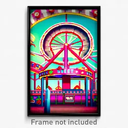 Pixel Art Poster - Sweet Fairground (8 Bit Psychedelic Trippy Video Game Print)