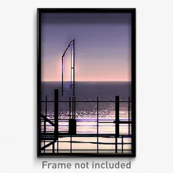 Pixel Art Poster - Wire Frame Seascape (8 Bit Psychedelic Video Game Print)