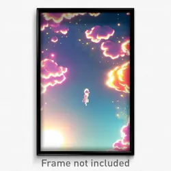 Pixel Art Poster - Heavenly State (8 Bit Psychedelic Trippy Video Game Print)
