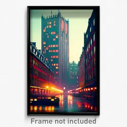 Pixel Art Poster - Showy Swedish City (8 Bit Psychedelic Video Game Print)