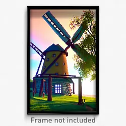 Pixel Art Poster - Vivacious Windmill (8 Bit Psychedelic Video Game Print)