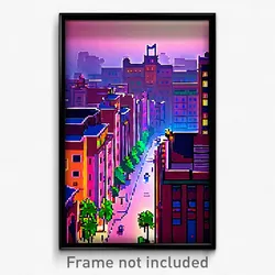 Pixel Art Poster - Slim Indian City (8 Bit Psychedelic Trippy Video Game Print)