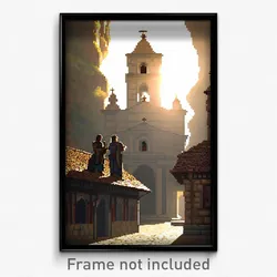 Pixel Art Poster - Bronze Monastery (8 Bit Psychedelic Trippy Video Game Print)