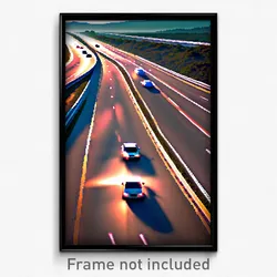 Pixel Art Poster - Flickering Highway (8 Bit Psychedelic Video Game Print)