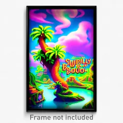 Pixel Art Poster - Swirly Bayou (8 Bit Psychedelic Trippy Video Game Print)