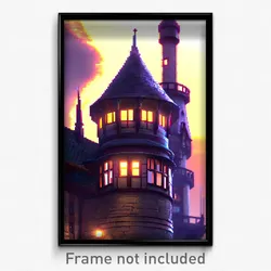 Pixel Art Poster - Homely Turret (8 Bit Psychedelic Trippy Video Game Print)