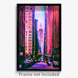 Pixel Art Poster - Narrow New York (8 Bit Psychedelic Trippy Video Game Print)