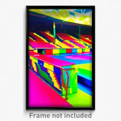 Pixel Art Poster - Colorful Dugout (8 Bit Psychedelic Trippy Video Game Print)