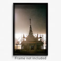 Pixel Art Poster - Frightening Temple (8 Bit Psychedelic Video Game Print)