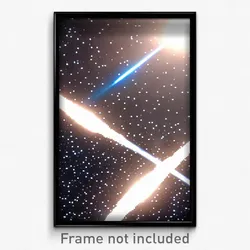 Pixel Art Poster - Colorless Galaxy Battle (8 Bit Psychedelic Video Game Print)