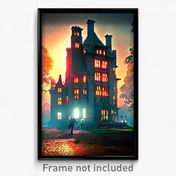 Pixel Art Poster - Majestic Manse (8 Bit Psychedelic Trippy Video Game Print)
