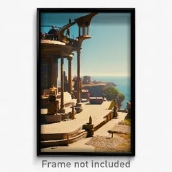 Pixel Art Poster - Antique Promontory (8 Bit Psychedelic Video Game Print)