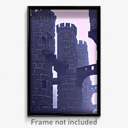 Pixel Art Poster - Webbed Battlements (8 Bit Psychedelic Video Game Print)