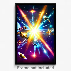 Pixel Art Poster - Famous Galaxy Battle (8 Bit Psychedelic Video Game Print)