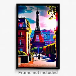 Pixel Art Poster - Incredible Paris (8 Bit Psychedelic Trippy Video Game Print)