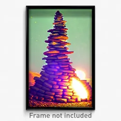 Pixel Art Poster - Warm Cairn (8 Bit Psychedelic Trippy Weird Video Game Print)