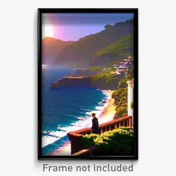 Pixel Art Poster - Stylish Coast (8 Bit Psychedelic Trippy Video Game Print)
